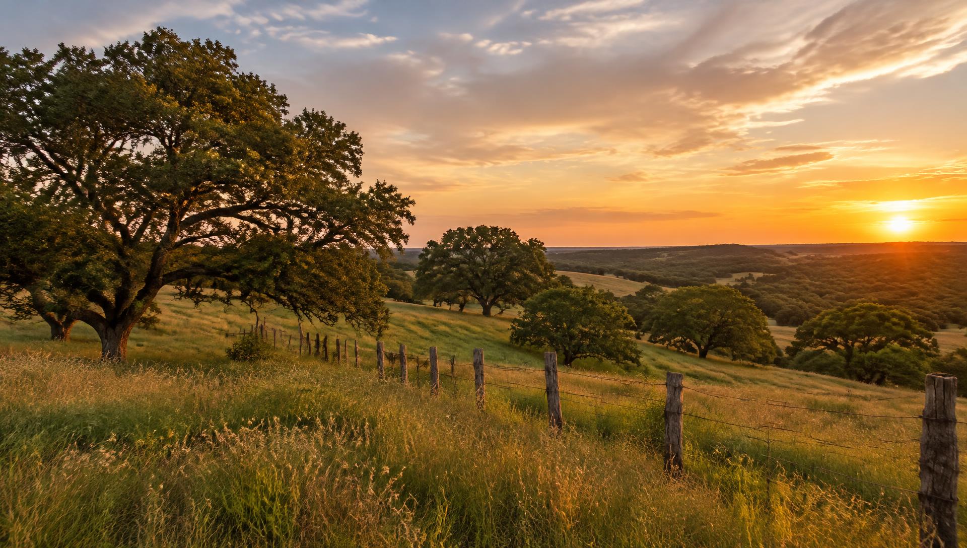 Erath County pastureland at sunset